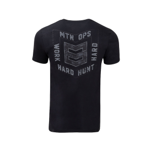 MTN OPS Men's Hunt Hard Short Sleeve Crew Neck T Shirt Heather Charcoal Medium