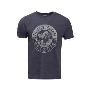 MTN OPS Men's Bison Ridge Short Sleeve Crew Neck T Shirt Heather Navy 2XL