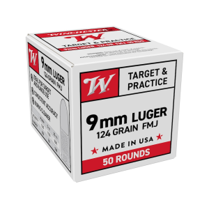 chester USA White Box 9mm Luger 124 Grain Full Metal Jacket Box Of 50 Ammo