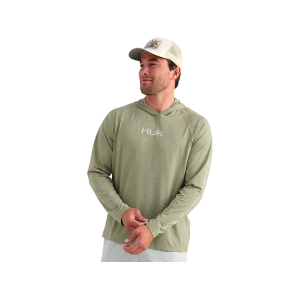 HUK Men's Airweight Hoodie Seagrass Heather Medium