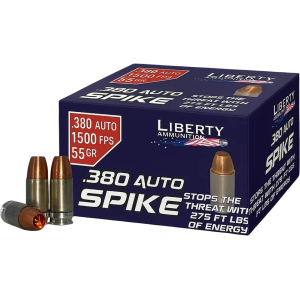erty Ammunition Spike 380 ACP 55 Grain Solid Hollow Point Lead Free Box Of 20 Ammo