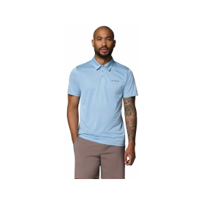COLUMBIA Men's Hike Short Sleeve Polo Ripple Blue Heather Medium