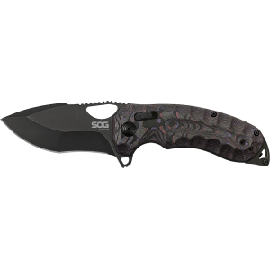 SOG Limited Edition Kiku XR Pocket Knife 3.03" Drop Point CTS-XHP Black PVD Blade Fat Carbon Handle Purple Haze
