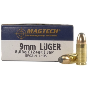 Magtech 9mm Luger Ammo 124 Grain Jacketed Soft Point Case Of 1000 (20 Boxes Of 50) tech 9mm Luger 124 Grain Jacketed Soft Point Case Of 1000 (20 Boxes Of 50) Ammo