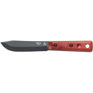 TOPS Knives Ontario XL Hunter Fixed Blade Knife 5.5" Clip Point 1095 Sniper Gray Blade Canvas Micarta Handle Red