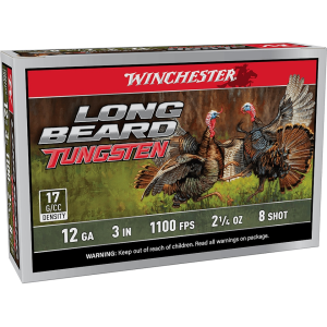 Winchester Long Beard Tungsten 12 Gauge Ammo 3 #8 Tungsten Alloy Shot 2-1/4 Oz Box Of 5 chester Long Beard Tungsten 12 Gauge 3 #8 Tungsten Alloy Shot 2-1/4 Oz Box Of 5 Ammo