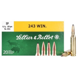 Sellier & Bellot 243 Winchester Ammo 100 Grain Jacketed Soft Point Box of 20