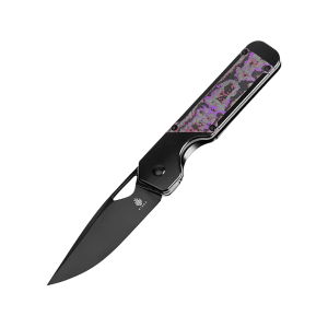 Kizer Militaw Pocket Knife 3.35" Drop Point CPM S45VN Satin Blade Fatcarbon Carbon Fiber Handle Purple - Kizer