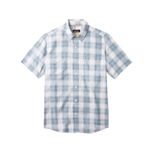 ORVIS Men's Angler Short Sleeve Shirt Blue/White Plaid Large