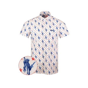 RETRO RIFLE Men's Lady Liberty Short Sleeve Shirt Red, White, & Blue Medium
