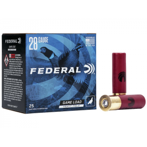 Federal Game Load Upland Hi-Brass 28 Gauge Ammo 2-3/4" #7-1/2 Lead Shot 1 oz Case of 250 (10 Boxes of 25) - Federal Premium