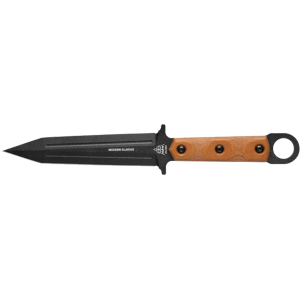 TOPS Knives Modern Gladius Fixed Blade Knife 6.5" Dagger 1095 Black Blade Micarta Handle Tan - Tops Knives