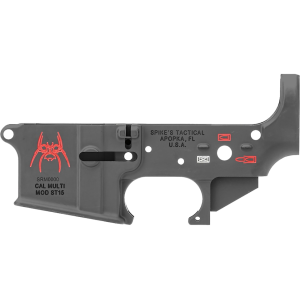 Spike's Tactical Spider AR-15 Stripped Lower Receiver Anodized Black/Red