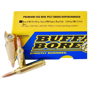 Buffalo Bore Supercharged Pelt Saver 243 Winchester Ammo 90 Grain Full Metal Jacket Box Of 20 falo Bore Supercharged Pelt Saver 243 Winchester 90 Grain Full Metal Jacket Box Of 20 Ammo