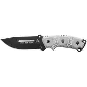 TOPS Knives Steel Eagle Fixed Blade Knife 5.13" Drop Point 1095 Black Blade Micarta Handle Gray - Tops Knives