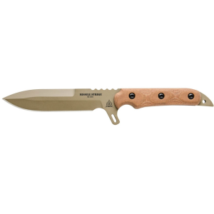 TOPS Knives Missile Strike Fixed Blade Knife 6" Spear Point 1095 Powder Coat Blade Canvas Micarta Handle Tan - Tops Knives