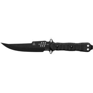 TOPS Knives Zero Dark 30 Fixed Blade Knife 6" Drop Point 1095 Black Traction Blade Linen Micarta Handle Black - Tops Knives