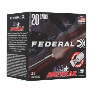 eral Premium All American 20 Gauge 2-3/4 #7-1/2 Lead Shot 7/8 Oz Box Of 25 Ammo