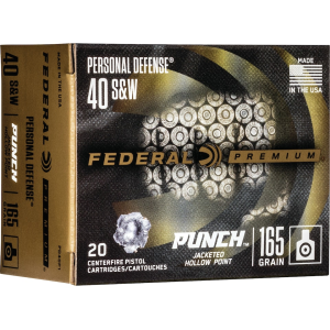 eral Premium Personal Defense Punch 40 S&W 165 Grain Jacketed Hollow Point Case Of 200 (10 Boxes Of 20) Ammo