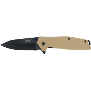 Camillus Seize II Pocket Knife 3.25" Drop Point 420 Black Blade Nylon Handle Tan