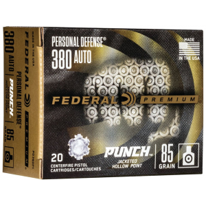 eral Personal Defense Punch 380 ACP 85 Grain Jacketed Hollow Point Case Of 200 (10 Boxes Of 20) Ammo