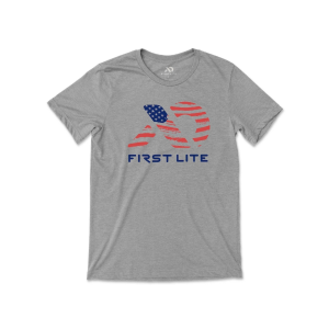 FIRST LITE Men's Flag Fill Short Sleeve Crew Neck T Shirt Gray Heather 2XL