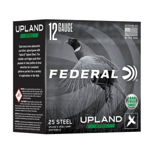 eral Premium Upland Steel 12 Gauge 2-3/4 #4 Steel Shot 1-1/8 Oz Box Of 25 Ammo