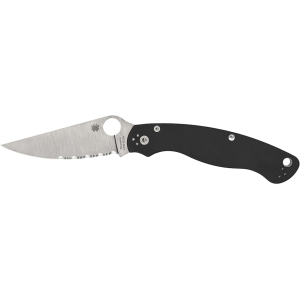 Spyderco Military 2 Folding Knife 4" Partially Serrated Drop Point CPM S30V Satin Blade G-10 Handle Black - Spyderco