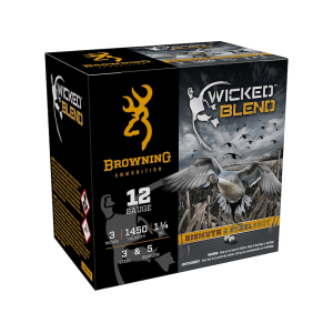 Browning Wicked Blend Waterfowl 12 Gauge Ammo 3 #3 And #5 Steel And Bismuth Shot 1-1/4 Oz Case Of 250 (10 Boxes Of 25) wning Wicked Blend Waterfowl 12 Gauge 3 #3 And #5 Steel And Bismuth Shot 1-1/4 Oz Case Of 250 (10 Boxes Of 25) Ammo