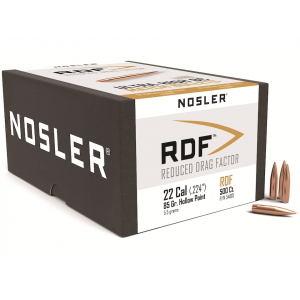 Nosler RDF 22 Caliber (224 Diameter) Bullets 85 Grain Jacketed Hollow Point Box of 500 - Nosler