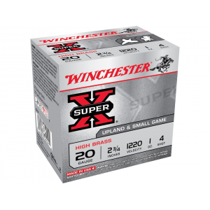 chester Super X High Brass 20 Gauge 2-3/4 #4 Lead Shot 1 Oz Case Of 250 (10 Boxes Of 25) Ammo