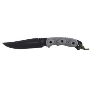 TOPS Knives Moccasin Ranger Fixed Blade Knife 6.5" Clip Point 1095 Black Powder Coat Blade Linen Micarta Handle Black - Tops Knives