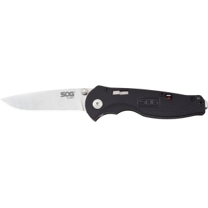 SOG Flash I Assisted Opening Pocket Knife 2.5" Satin AUS-8 Steel Drop Point Blade GRN Handle Black