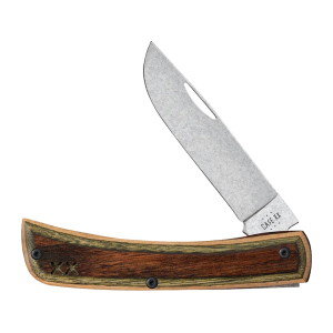 Case Crossroads Series Sod Buster Jr Pocket Knife 2.8" Skinner CPM S35VN Stonewashed Blade Laminated Wood Handle Brown