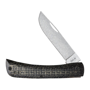Case Crossroads Series Sod Buster Jr Pocket Knife 2.8" Skinner CPM S35VN Stonewashed Blade Burlap Micarta Handle Black