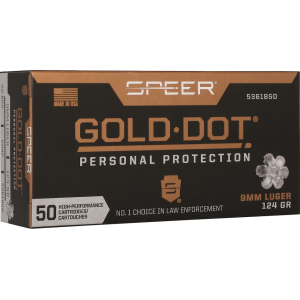 er Gold Dot 9mm Luger 124 Grain Bonded Jacketed Hollow Point Box Of 50 Ammo