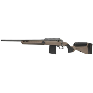 Savage Arms 110 Core Tactical Bolt Action Rifle 22 ARC Left Hand 20" Fluted Elite Platinum Cerakote Threaded Barrel Elite Platinum Cerakote Frame Coyote Tan Adjustable Stock