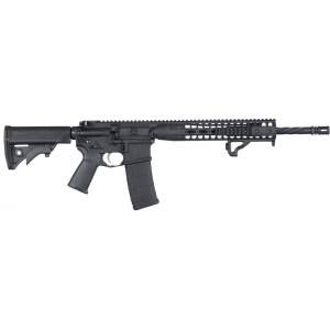 LWRC DI Semi Automatic Rifle 5.56x45mm NATO 16.1" Fluted Black Threaded Barrel Black Frame Black Collapsible Stock Foregrip
