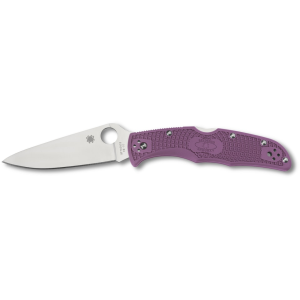 Spyderco Endura 4 Pocket Knife 3.8" Leaf VG-10 Satin Blade Fiberglass Reinforced Nylon (FRN) Handle Purple