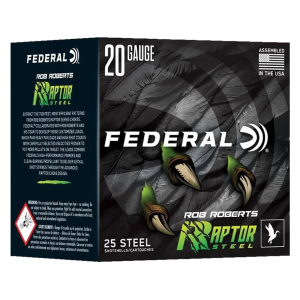 Federal Premium Rob Roberts Raptor Steel 20 Gauge Ammo 3 #2 Steel Shot 1 Oz Case Of 250 (10 Boxes Of 25) eral Premium Rob Roberts Raptor Steel 20 Gauge 3 #2 Steel Shot 1 Oz Case Of 250 (10 Boxes Of 25) Ammo