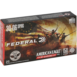 Federal Premium American Eagle M1 Garand USA 250th Edition 30-06 Springfield Ammo 150 Grain Full Metal Jacket Case Of 200 (10 Boxes Of 20) eral Premium American Eagle M1 Garand USA 250th Edition 30-06 Springfield 150 Grain Full Metal Jacket Case Of 200 (10 Boxes Of 20) Ammo