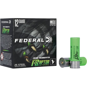 Federal Premium Rob Roberts Raptor Steel 12 Gauge Ammo 3 #3 Steel Shot 1-3/8 Oz Box Of 25 eral Premium Rob Roberts Raptor Steel 12 Gauge 3 #3 Steel Shot 1-3/8 Oz Box Of 25 Ammo