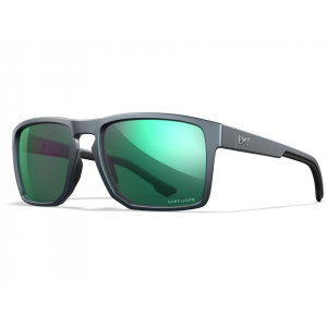 Wiley X Men's WX Founder Polarized Sunglasses Matte Graphite Frame Captivate Green Mirror Lens - Wiley X