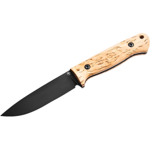 Boker Knives DBK Bushfriend 2000 Fixed Blade Knife 4.33" Drop Point 80CrV2 Black Blade Curly Birch Handle Brown