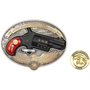 North American Arms USA 250th Mini 22 Long Rifle Revolver 1.13" Black Cerakote Barrel 5 Round Rosewood Grip with Belt Buckle