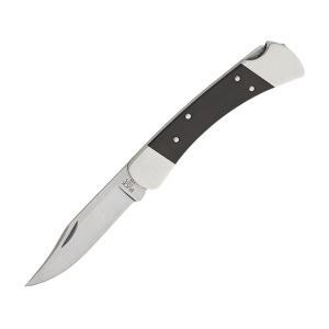 Buck Knives 110 Slim Elite Heritage Nickel Silver Pocket Knife 3.75" Clip Point CPM MagnaCut Satin Blade Ebony Wood Handle Brown
