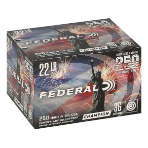 Federal Premium Champion USA 250th Edition 22LR Ammo 36 Grain Plated Hollow Point Case of 2500 (10 Boxes of 250)