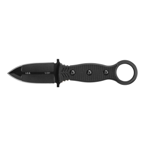 TOPS Knives I.C.E. Dagger Fixed Blade Knife 3" Spear Point 1095 Black Cerakote Blade G-10 Handle Black - Tops Knives