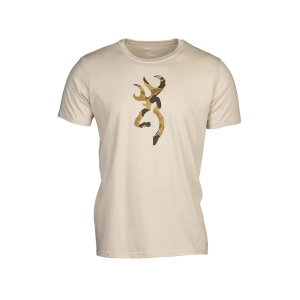 BROWNING Men's Camo Buckmark Short Sleeve Crew Neck T Shirt Tan XL