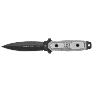 TOPS Knives Ranger's Edge Fixed Blade Knife 5.5" Spear Point 1095 Black Traction Blade Linen Micarta Handle Black - Tops Knives